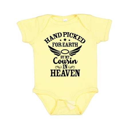 

Inktastic Handpicked for Earth by My Cousin in Heaven with Angel Wings Gift Baby Boy or Baby Girl Bodysuit