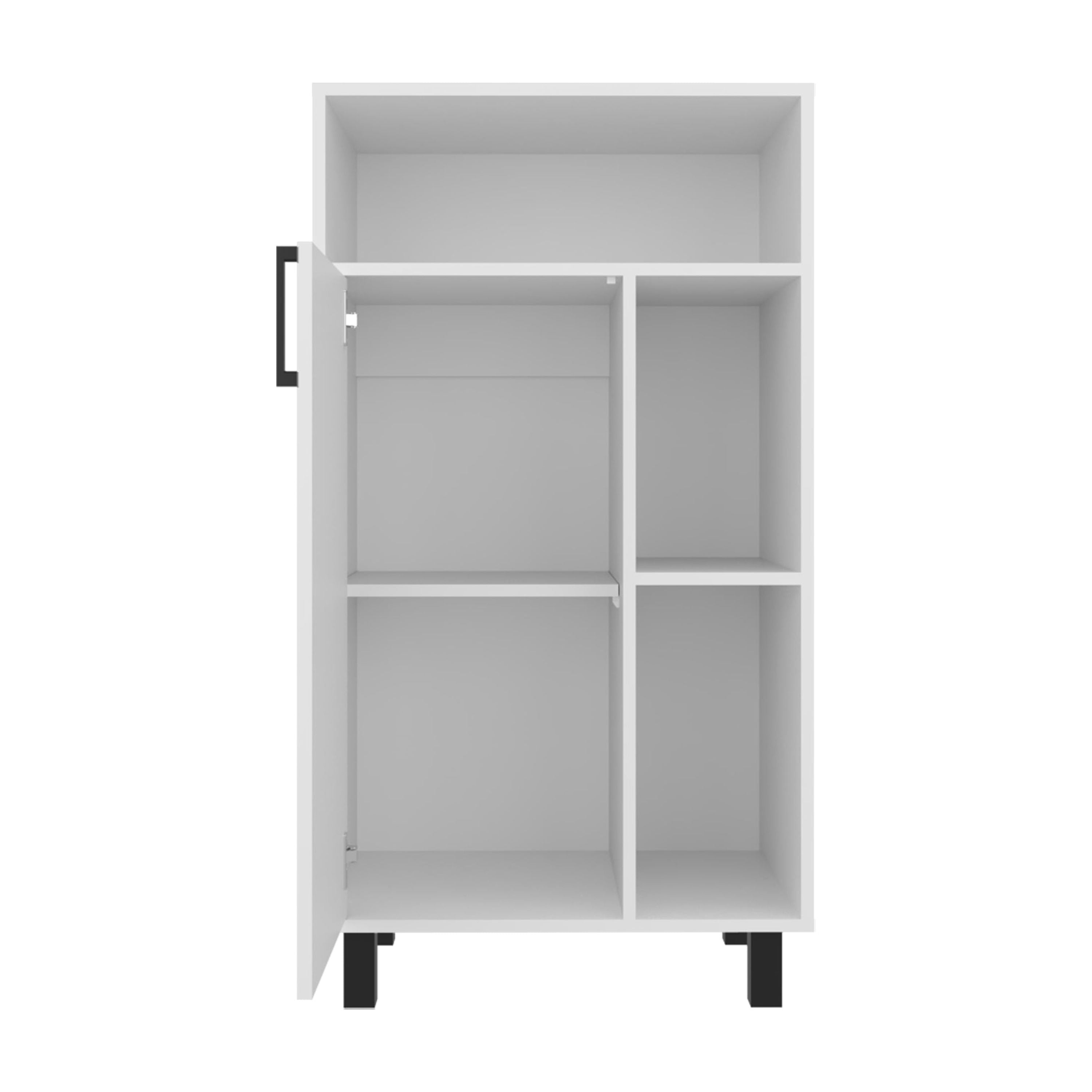Base Cabinet, 1 Door, 3 Shelves, 4 Legs, White