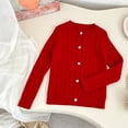 thumbnail image 3 of Afuyipoi Girls Cable Knit Cardigan Size 1-15 Long Sleeve Button Down Solid Sweater for Kids School Daily Casual Red Size 12, 3 of 6