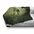 thumbnail image 3 of Antique Soft Flannel Fleece Throw Blanket, Old Aged Fantasy Gate in Forest Medieval Gothic Greenery Digital Art, Cozy Plush for Indoor and Outdoor Use, 50" x 70", Green Pale Green, by Ambesonne, 3 of 6
