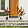 thumbnail image 2 of Gymax 2-Pack 38'' Artificial Camellia Tree Faux Floral Plant for Decoration Red, 2 of 9