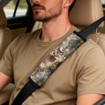 thumbnail image 5 of Xixirimido Car Seat Cover Set of 5 Pieces Front Seat Covers with Matching Seat Belt and Center Console Covers PU Leather Fits Most Vehicles, Hunting Deer Forest Camo, 5 of 8