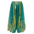 thumbnail image 2 of TiaoBug Kids Girls Satin Belly Dance Bloomers Elastic Waistband Harem Pants A Peacock Blue 11-12, 2 of 7