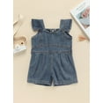 thumbnail image 2 of Honganda Denim Playsuit, Casual Solid Color Fly Sleeve Square Collar Romper, 2 of 8
