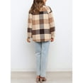 thumbnail image 4 of Lentta Womens Casual Plaid Wool Blend Button Down Long Sleeve Shirt Jacket Shackets (Brown-L), 4 of 5