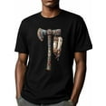 thumbnail image 6 of Indian Tomahawk Feather Men's T Shirts T-Shirt for Men Crew Neck Tees Cotton Tops, Black, S, 6 of 7
