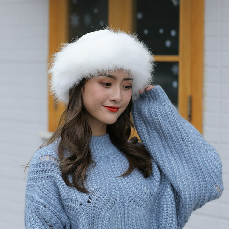 Faux Fur Trimmed Winter Fashion Hat for Women Fashionable Outdoor Warm Hats  Christmas Gift