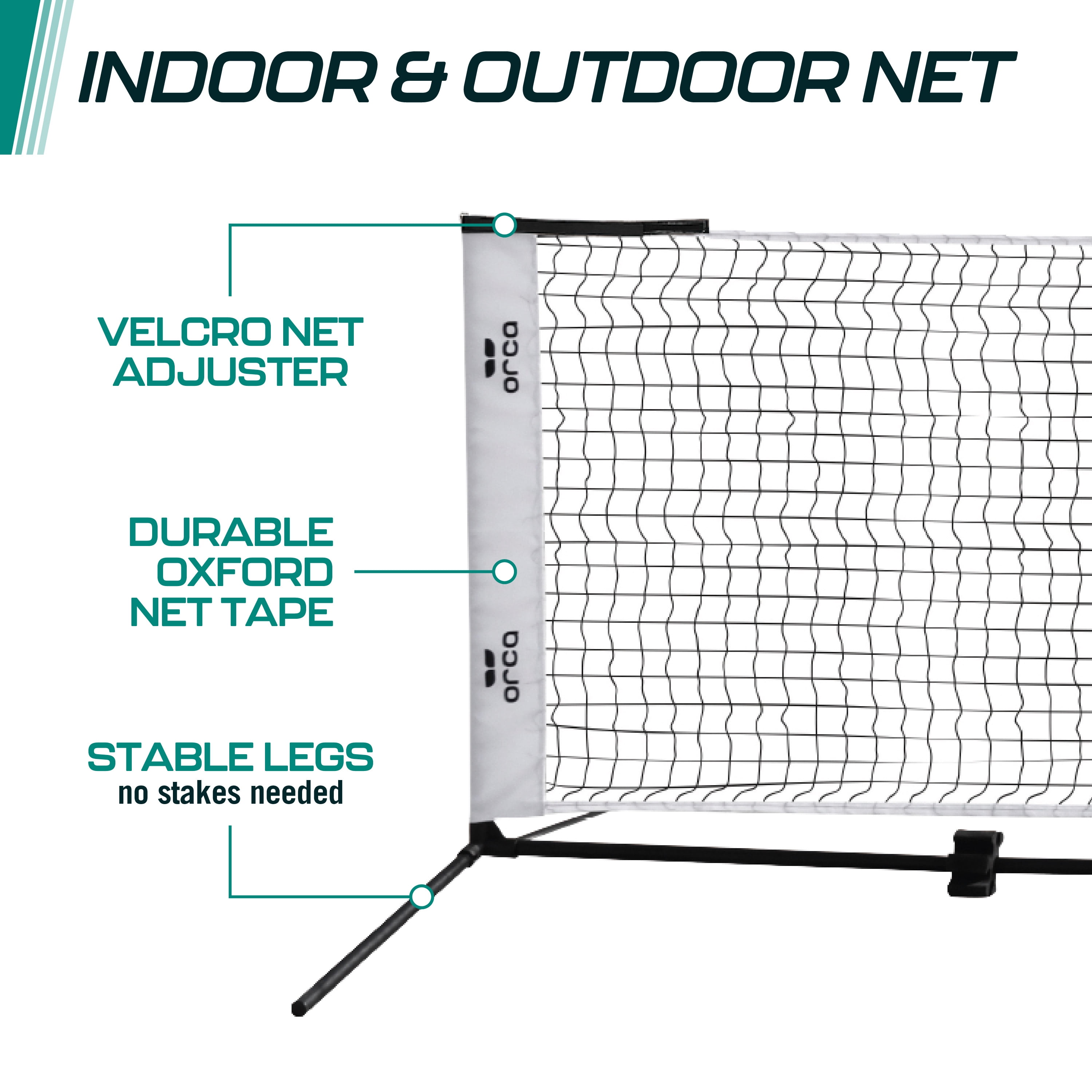 12.5ft Pickleball Half Court Net Set with Steel Pole Bar EZ Connect System, Includes Paddles, Pickleballs, and Carrying Bag for Travel Games by ORCA