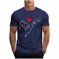 thumbnail image 2 of Zylanna Men's T-Shirts Tee, Dog Print Crew Neck Short Sleeve Summer Fashion Tops for Mens Dark Blue, 2 of 6