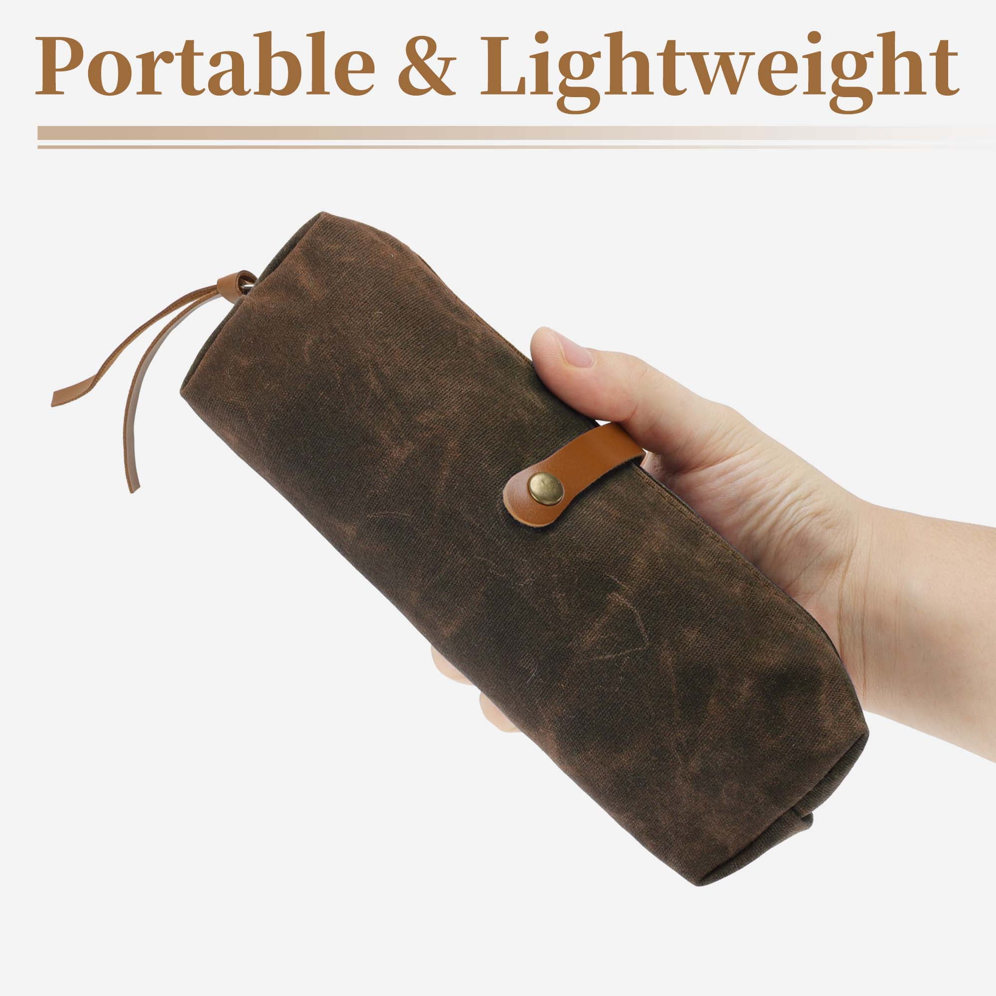 Unique Bargains Waxed Style Aesthetic Pen Bag Organizer Brown