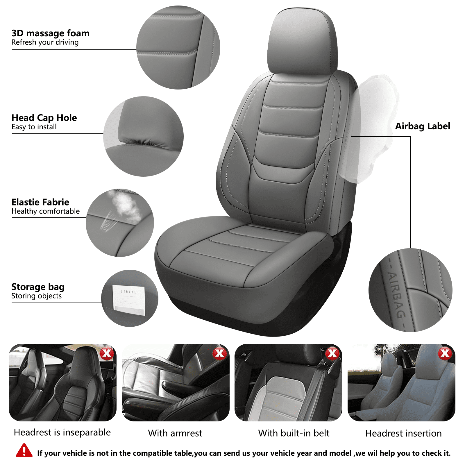 NS YOLO Premium Car Seat Covers Full Set | Universal Fit for Cars, Trucks & SUVs | Waterproof Full Coverage 5-Seat Protector with Lumbar Support