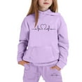 thumbnail image 2 of Tween Girls Outfits Sets Winter Hoodie Joggers Comfy Casual Kids Print Cute Girls Fall Clothes Purple Size 12-13T, 2 of 3