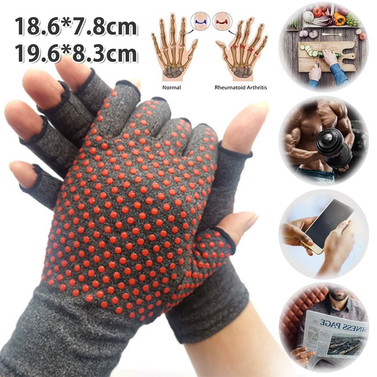 1 Pair Compression Glove Carpal Wrist Support Arthritis Therapy Pain Relief US 