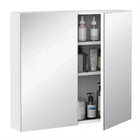 Demi Bonn Medicine Cabinet 24"x22" Steel Frame, Double Door Wall Mount, Bathroom Storage for Spacious Organizer, White
