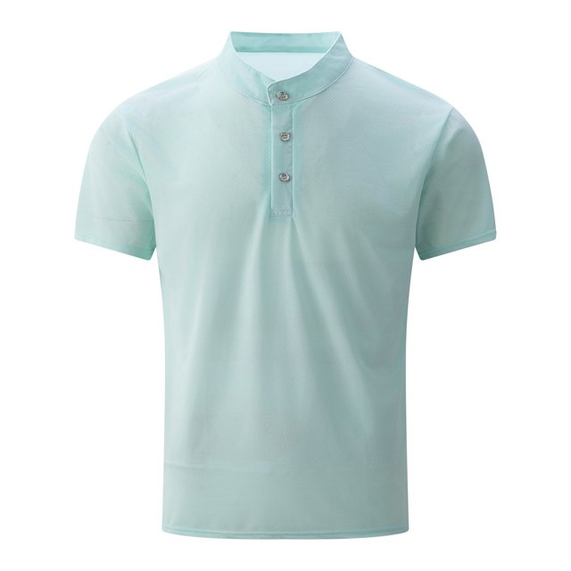 pstuiky camisetas de hombre, Blusa/camisa informal de cuello redondo y botones de color liso para hombre, de moda de verano camisetas de hombre s