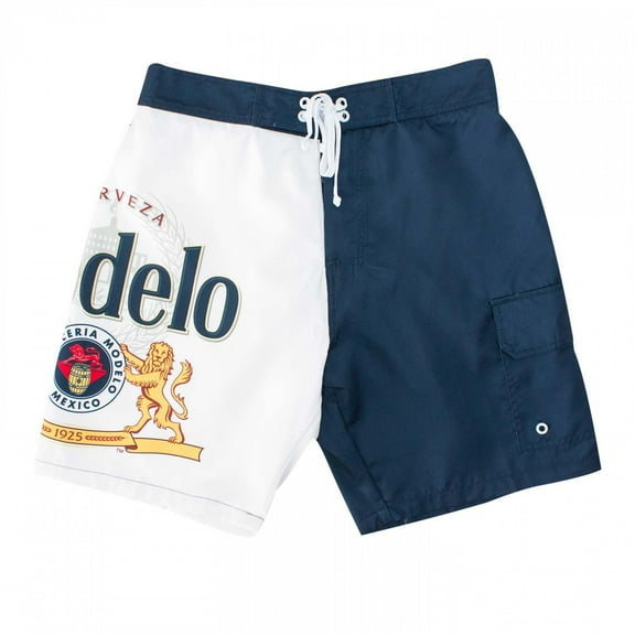 Modelo Blue and White Split Board Shorts-Large