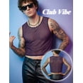 thumbnail image 3 of Mens Semi Sheer Mesh Cropped Tank Top See Through Breathable Sleeveless Undershirt for Rave Music Festival Party Sexy Slim Fit Crop Top Streetwear Purple XL, 3 of 8