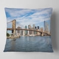 thumbnail image 2 of Designart Summer Day Brooklyn Bridge - Cityscape Throw Pillow - 18x18, 2 of 5