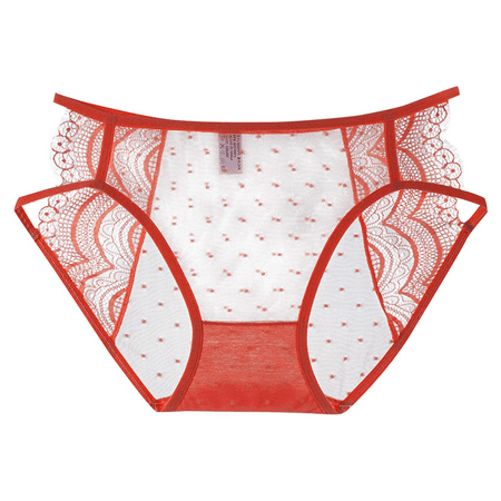 Fulorrnie Women s Lace Panties Intricate Floral Design  Breathable Mesh Mid Rise Underwear for Everyday Comfort Sexy Style  Red  XL