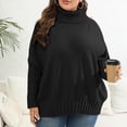 thumbnail image 6 of QIYAGBSA Plus Size Sweater for Women Oversized Batwing Sleeve Turtleneck Ribbed Trim Casual Fall Winter Pullover (Black L), 6 of 6