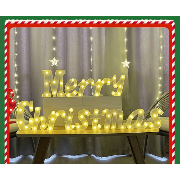 FELIZ NAVIDAD Decoraciones Decoración interior del hogar, Decoraciones navideñas - 14 letras LED Luces navideñas
