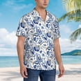 thumbnail image 2 of Lsque Blue Paisley pattern Hawaiian Shirt for Men, Unisex Summer Beach Casual Short Sleeve Button Down Shirts-Small, 2 of 9