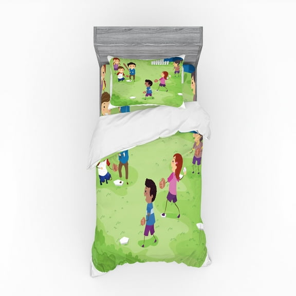 Ambesonne Sports Bedding Set 3 Pcs, Friends Basketball, Twin, Multicolor