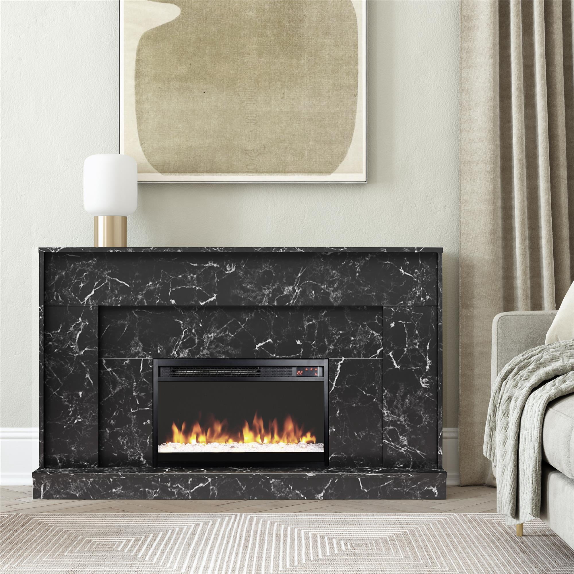Liberty Mantel Fireplace, Black Faux Marble Sansujyuku sansujyuku.com