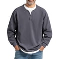 thumbnail image 2 of Men's Fake Two-Piece Waffle Knit Sweatshirt, Casual Long Sleeve Pullover Top for Fall, Comfortable Streetwear Fashion,Gray,XL, 2 of 6
