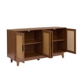 thumbnail image 3 of UIXE 4-Door Rattan Storage Cabinet Accent Furniture Cupboard Sideboard Cabinets up to 58" for Dining Room Hallway, Walnut, 3 of 7