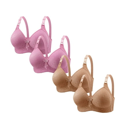 Audhol Bras for Women Bras for Women No Underwire Adjustable Bras Full Coverage Support Bralette Plus Size Everyday Bra Pack of 4 Bras for Women No Underwire Grey M