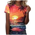 thumbnail image 1 of Birdeem Womens Fashion Print Tops Short Sleeve Out Blouse Round Neck T-Shirt Tops, 1 of 12