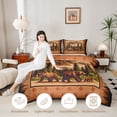 thumbnail image 3 of Manfei Mountain Family Bear Grid Full Size Comforter Sets,Vintage Pine Plaid Bedding Comforter Set,Orange,Black Reversible,3pcs,1 Comforter and 2 Pillowcases, 3 of 7