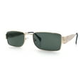 thumbnail image 4 of Mens Classy Narrow Rectangle Metal Rim Hustler Fashion Sunglasses Gold - Green, 4 of 8