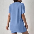 thumbnail image 6 of BOOMNY Womens 2 Peice Workout Shorts Sets Solid Short Sleeve Tops Gym Yoga Shorts Outfits for Women Summer Casual Matching Sets, 6 of 7