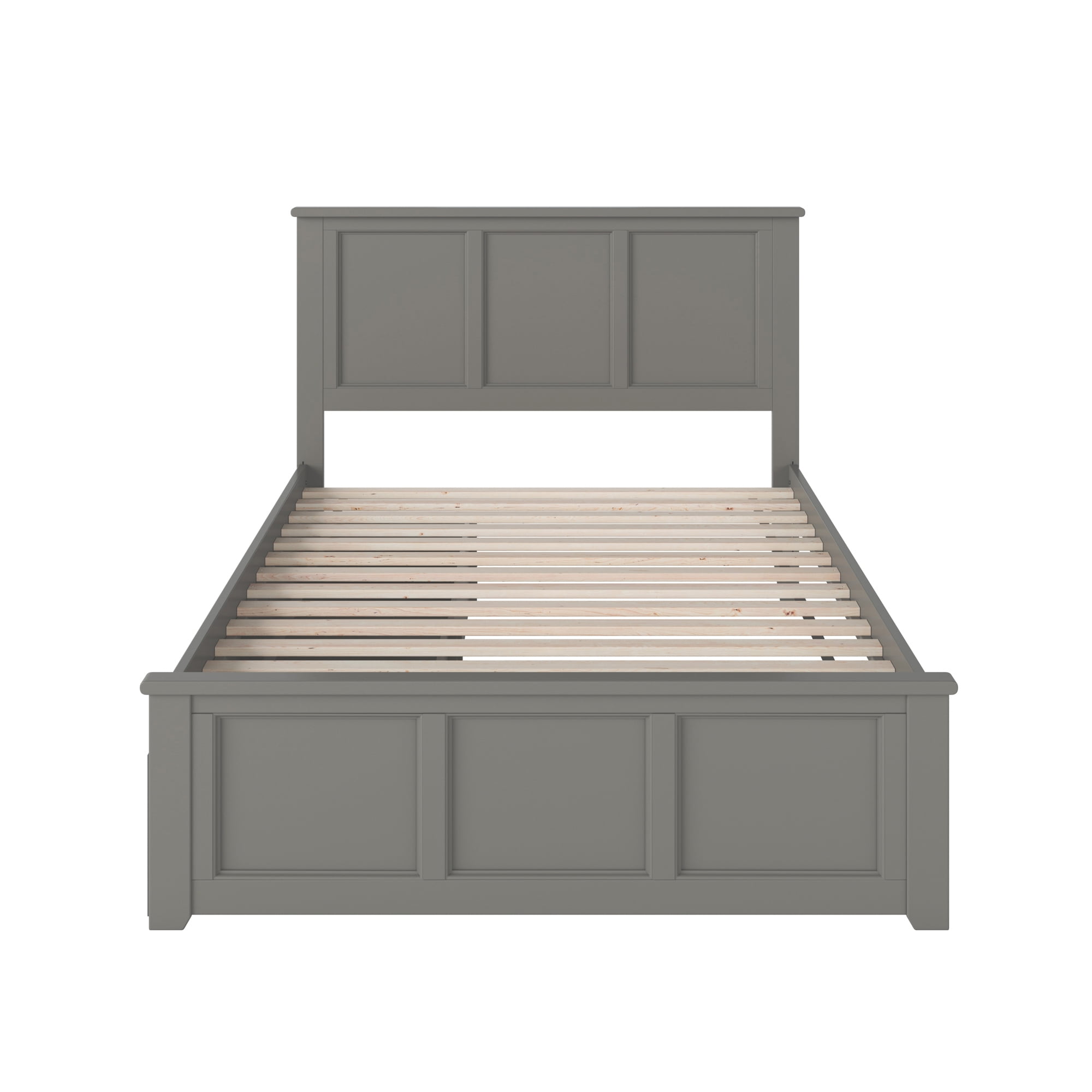 AFI Madison Full Wood Platform Bed with Matching Footboard & Storage Drawers, Grey