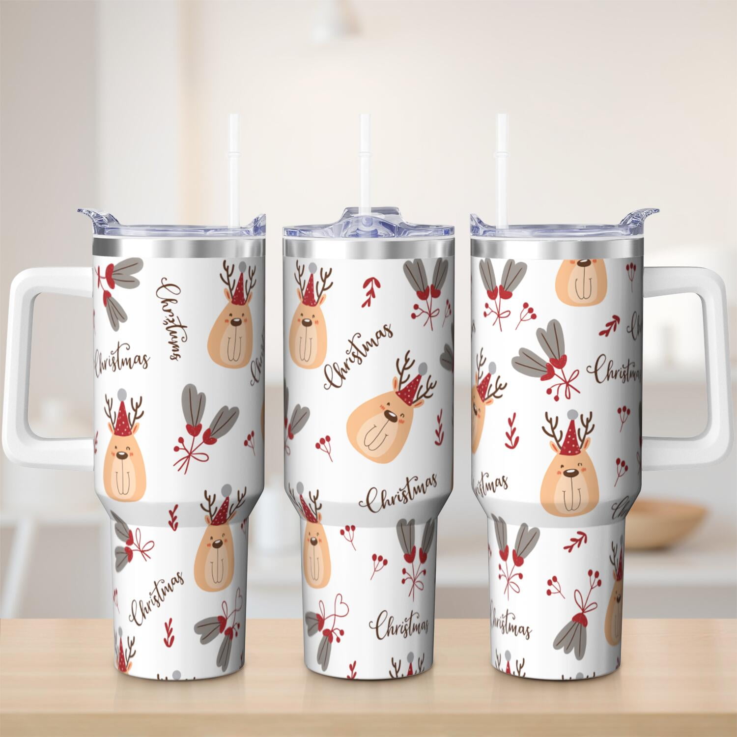 1pc 40 oz Christmas Tumbler with Lid and Straw Stainless steel Insulated tumblers Cute water bottle Travel/Gym coffee tumbler Gifts for Women/men