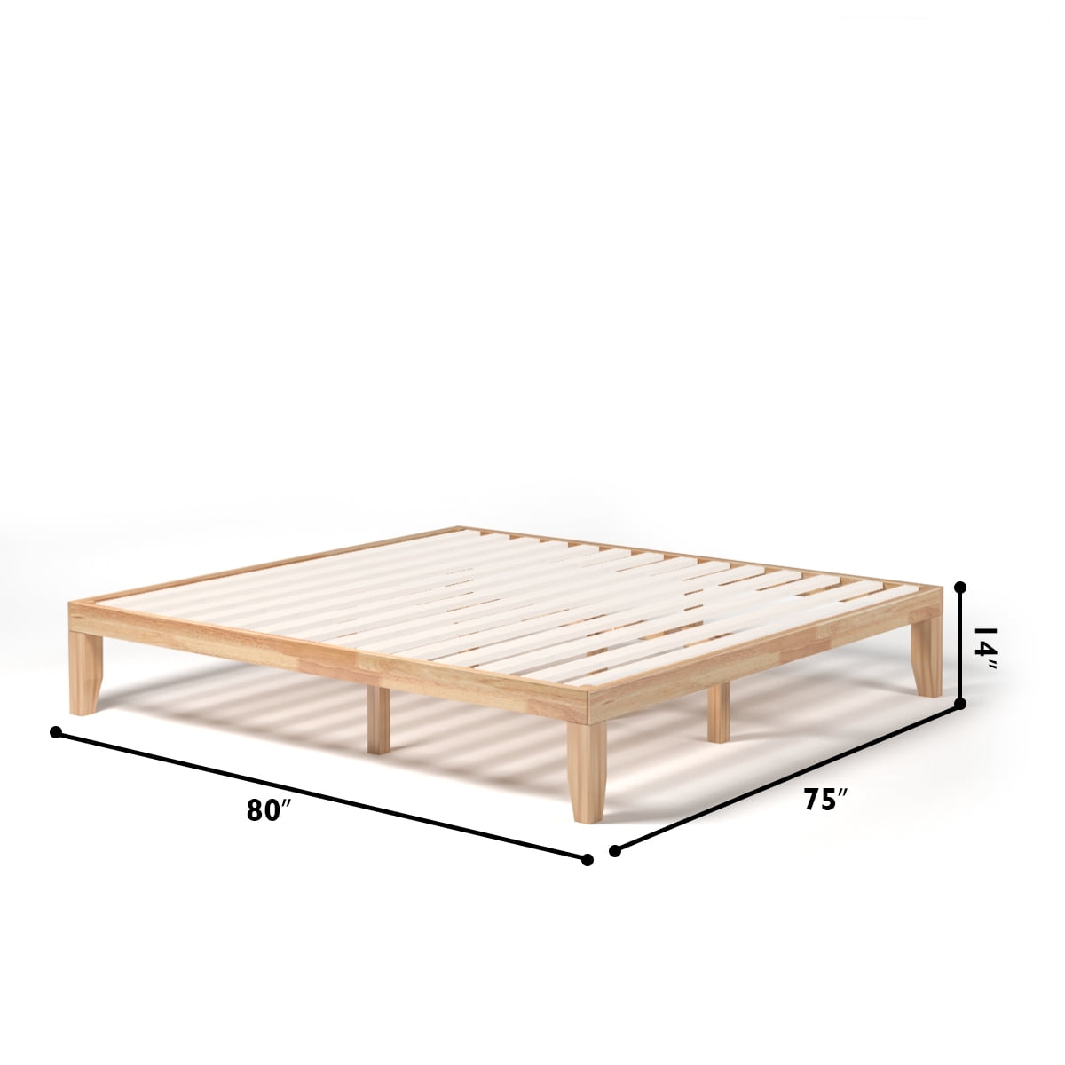 Infans King Size 14" Wooden Bed Frame Mattress Platform Wood Slats Support Natural