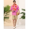 thumbnail image 3 of INSPIRE CHIC Camisa de lunares de verano para hombre, camisas hawaianas con patrón de manga corta y botones Rosa M, 3 of 6