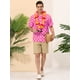 thumbnail image 3 of INSPIRE CHIC Camisa de lunares de verano para hombre, camisas hawaianas con patrón de manga corta y botones Rosa M, 3 of 6