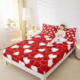 thumbnail image 5 of Feelyou Cute Love Heart Twin Sheet Sets for Teen, Romantic Cartoon Twin Fitted Sheet, Red White Graffiti Lines Flat Sheet, Breathable Home Decor, 3 Pieces, 5 of 8