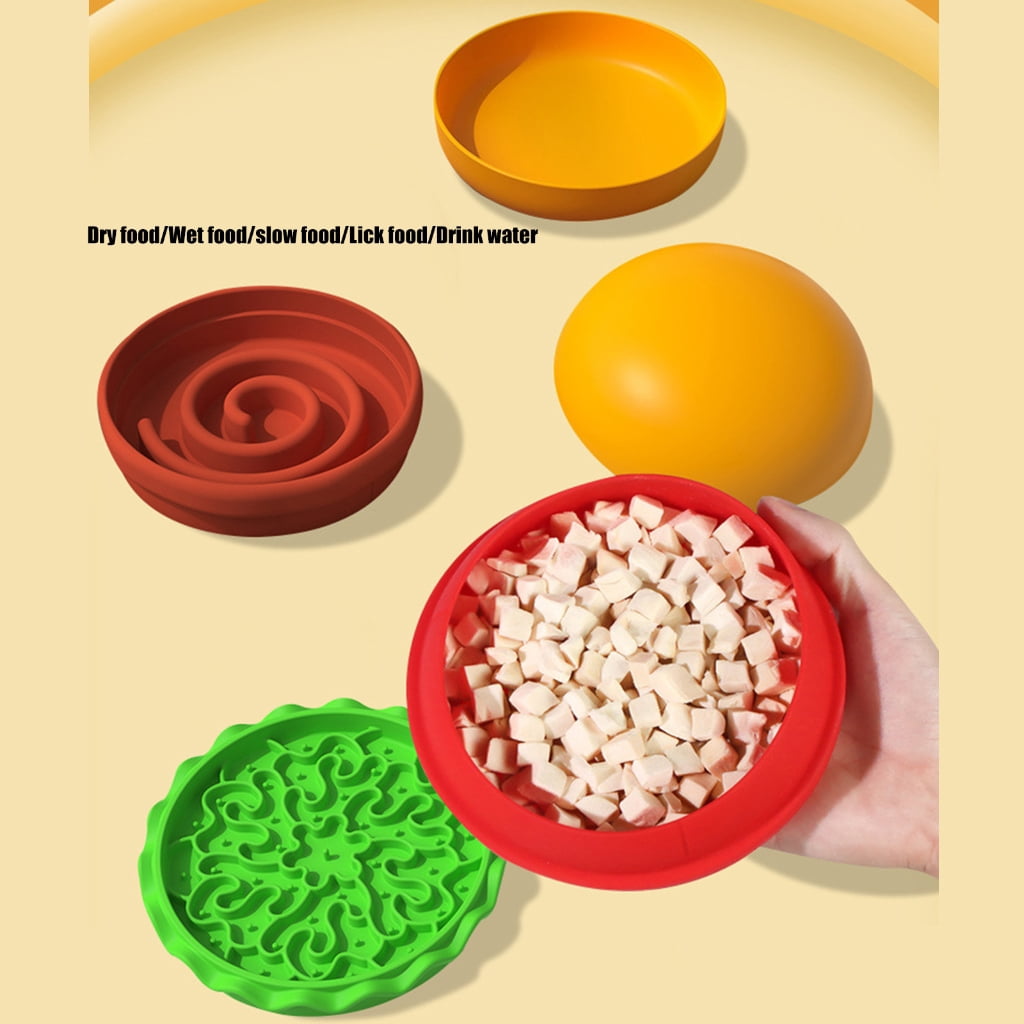 Interactively Slow Feed Pet Bowl Multifunctional Pet Food Dish 5 Layer Stackable for Home or Outdoor Use