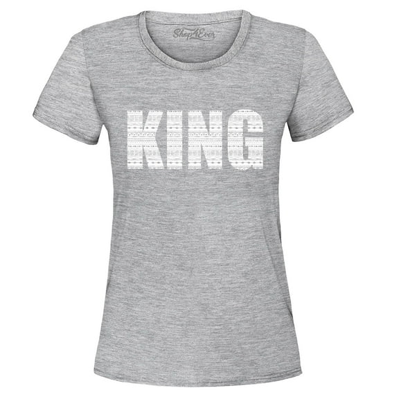 Shop4Ever Women's King African Pattern Style  Graphic T-Shirt Small Sports Grey