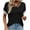 Black, variant on RYRJJ Criss Cross V Neck Tops for Women Plus Size Lace Patchwork Short Sleeve T Shirts Summer Casual Loose Fit Blouse(Black,XXL)