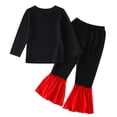 thumbnail image 3 of URMAGIC Toddler Baby Girl Clothes Halloween Outfit Skull Printed Tops Long Sleeve Shirt Flared Pants Set, 3 of 9