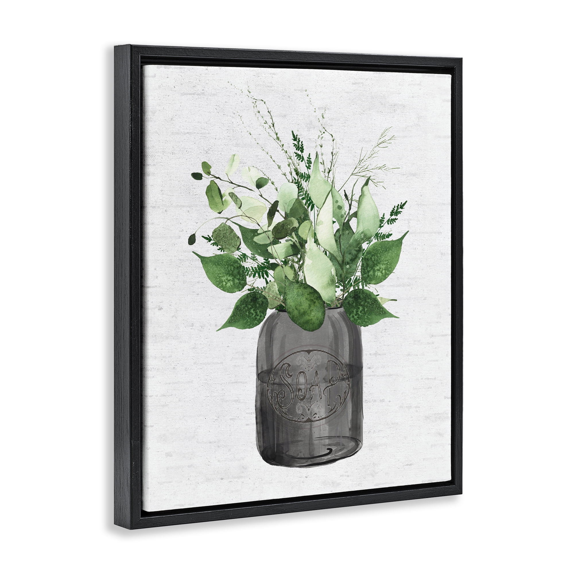 Vintage Soap Jar Herbs Black Framed Floater Canvas Wall Art, design by Lettered and Lined