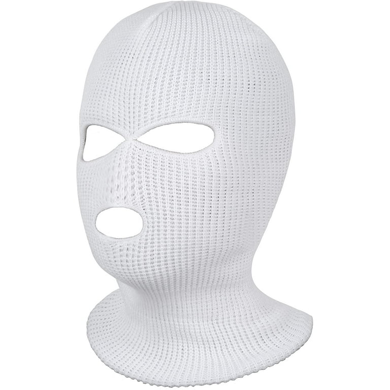 Sinhoon 3-Hole Knitted Full Face Cover Ski Neck Gaiter, Winter Balaclava  Warm Knit Beanie for Outdoor Sports (Pure White)