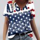 thumbnail image 1 of Fiudx Ofertas Flash Del Día Solo En Línea Camiseta de Manga Corta con Cuello En V Estampada para El Día de La Independencia Informal a La Moda para Mujer, 1 of 4