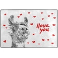 thumbnail image 4 of SKYSONIC Valentines Day Hearts Non-Slip Area Rug, Cute Llama I Love You Floor Carpet Comfort Floor Mats Decor for Indoor Front Porch Living Room Bedroom Kitchen, 36"x24", 4 of 5