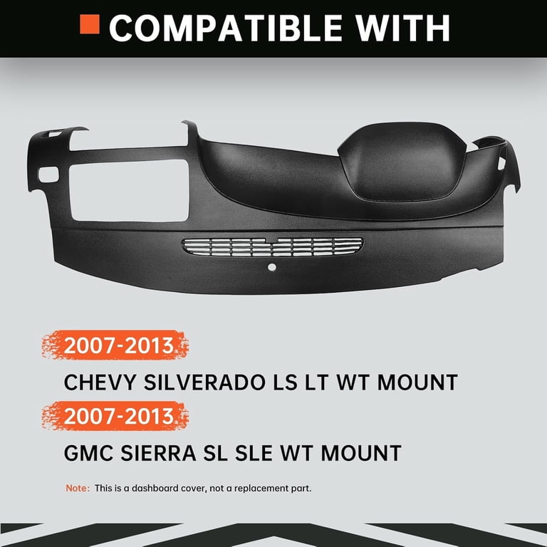 CROSSDESIGN Molded Dash Cover Overlay For 2007-2013 Silverado & Sierra (LS LT WT SL WT) – Brown Textured ABS